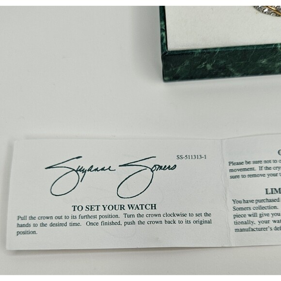 Suzanne Somers Pave Rhinestone Egg Gold-Tone Necklace Watch In Box - Picture 7 of 8